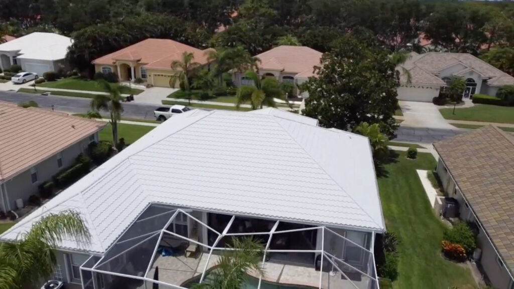 Aerial view of white roof of a home located in Florida