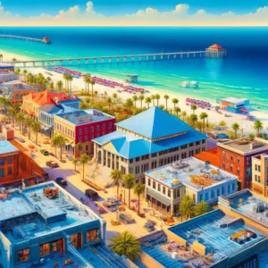 image representing Pensacola, Florida, capturing its stunning Gulf Coast beaches, historic charm, and ongoing roofing projects.