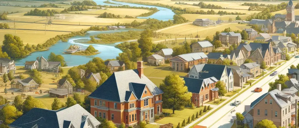 image representing Washington County, Florida, highlighting its towns like Chipley and Vernon, along with roofing projects and rural charm